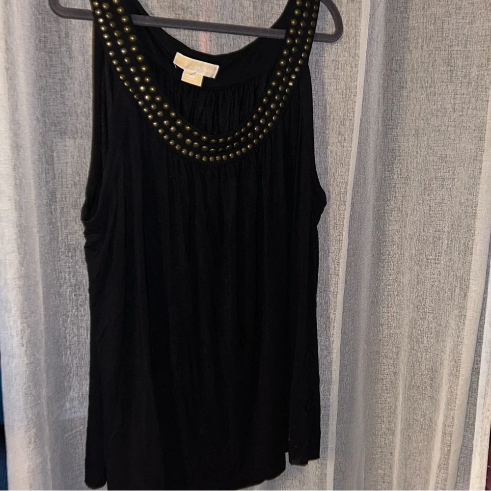 Michael Kors Sleeveless Black Studded Scoop Neck Women's Top sz 2X
